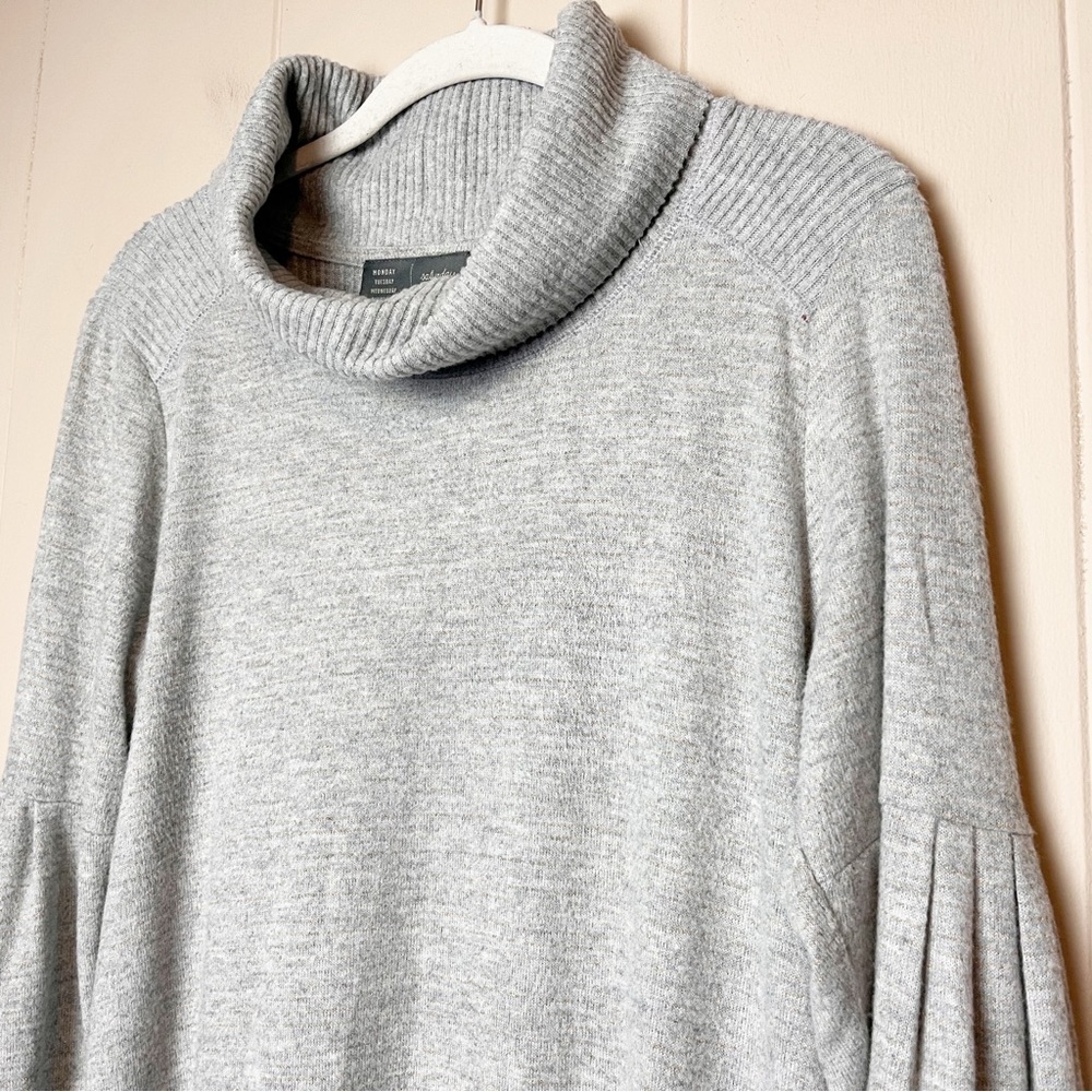 Anthropologie Saturday Sunday Cowl Neck Sweater Medium‎ gray gold metallic cozy - Picture 3 of 11